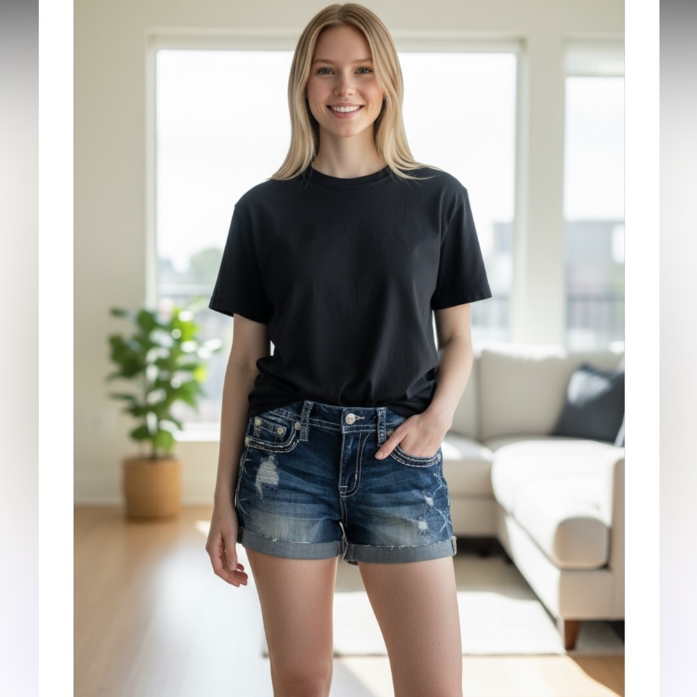 Miss Me Blue Distressed Jean Shorts added video sale today only